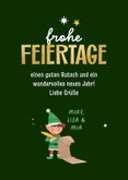 Weihnachtskarte Wichtel Rentier Feiertage 2027 lustig 3