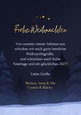 Weihnachtskarte zum Umzug Hund & Katze im Schnee 3