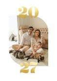 Weiße Fotokarte mit goldenen Ziffern 2027 2