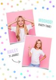 Weiße Partyeinladung bunte Konfetti 11. Kindergeburtstag 2