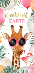 Cocktail-Karte Sommer Giraffe Luftballons 