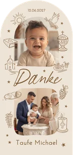 Dankeskarte Taufe Bogen Doodles Fotocollage