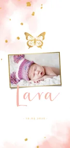 Danksagung Geburt Foto Schmetterling Goldoptik
