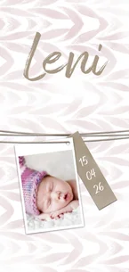 Danksagung Geburt rosé Foto Anhänger mit Schnur