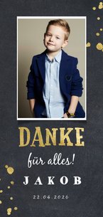 Danksagung Kommunion Foto, Kreidetafel & Goldoptik