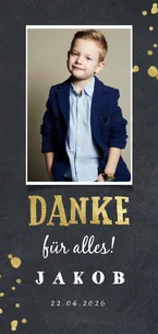Danksagung Kommunion Foto, Kreidetafel & Goldoptik