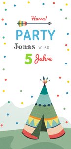 Einladung 5. Kindergeburtstag Indianerzelt