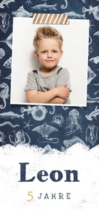 Einladung 5. Kindergeburtstag mit Meerestieren