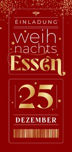 Einladung Weihnachtsessen Goldschrift auf Rot