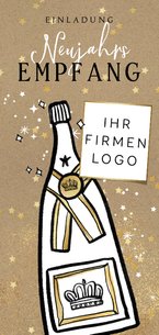 Einladung zum Neujahrsempfang Sektflasche