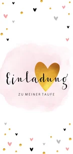 Einladung zur Taufe Aquarell mit Herzen