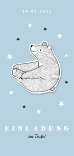 Einladung zur Taufe blau Bär und Sterne
