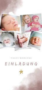 Einladung zur Taufe Fotocollage rosa Aquarell