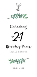 Einladungskarte 21. Geburtstag Birthday Party
