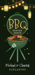 Einladungskarte BBQ Gartenparty Grill Hochformat