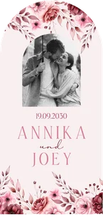 Einladungskarte Rosengesteck Bogenform rosa Hochzeit