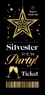 Einladungskarte Silvesterparty VIP-Ticket gold