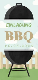 Einladungskarte zum Grillen länglich