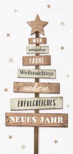 Firmen-Weihnachtskarte Weihnachtsbaum Holz