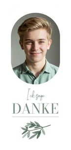 Foto-Dankeskarte Konfirmation stilisierte dunkelgrüne Zweige