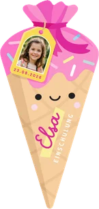Foto-Einschulungskarte Eis als Schultüte