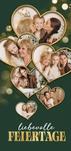 Fotocollage Weihnachtskarte Herzen 'liebevolle Feiertage'