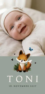 Fotokarte Geburt kleiner Fuchs