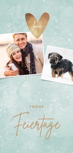 Fotokarte Weihnachten Schnee & Herz