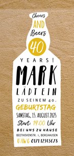 Geburtstagseinladung Bierflasche Typografie
