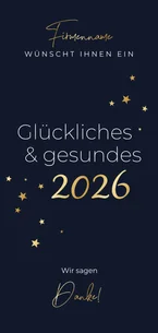 Geschäftliche Neujahrskarte 2027 & Sternchen in Gold