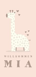 Glückwunschkarte zur Geburt Giraffe rosa Willkommen