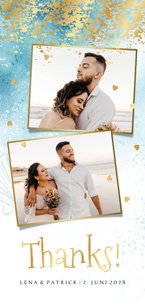 Hochzeit Dankeskarte Beachlook mit Fotos & Gold