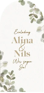 Hochzeitseinladung Eukalyptus Bogenkarte Aquarell