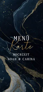 Hochzeitsmenükarte dunkler Marmor