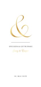 Klassische Speisekarte zur Hochzeit Ampersand gold