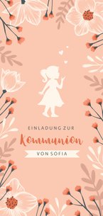 Kommunionseinladung Scherenschnitt und Blumen