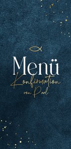 Konfirmations-Menükarte Goldschrift dunkelblau