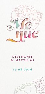  Menue-Karte mit Pfingstrosen