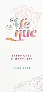  Menue-Karte mit Pfingstrosen