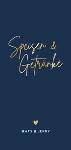 Menü- und Getränkekarte Hochzeit klassisch Dunkelblau