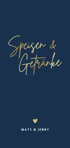 Menü- und Getränkekarte Hochzeit klassisch Dunkelblau