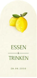 Menükarte Bogenform Zitronen Sommerhochzeit