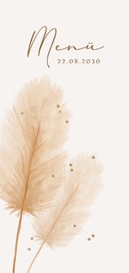 Menükarte Bohohochzeit Pampasgras Beige
