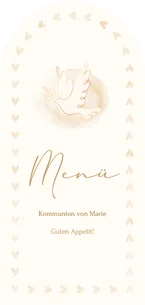 Menükarte Herzchenrand Bogenkarte Kommunion Taube