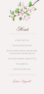 Menükarte Hochzeit Apfelblüte