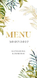 Menükarte Hochzeit Botanik & Gold