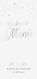 Menükarte Hochzeit Silberschrift