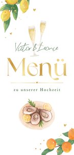 Menükarte Hochzeit Zitrusfrüchte