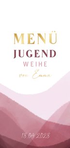 Menükarte Jugendweihe dunkelrotes Aquarell & Gold