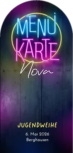 Menükarte Jugendweihe Neon